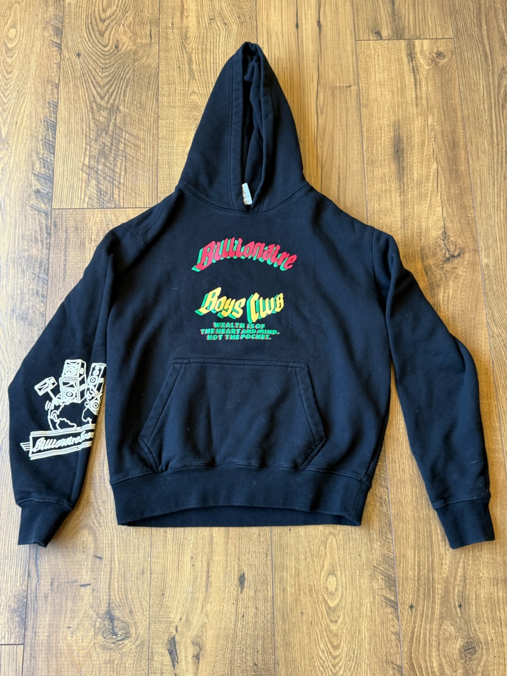 Billionaire Boys Club Black Hoodie with Red, Yellow and Green Logo